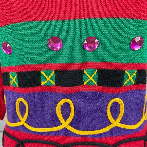 P'Galli Designs elf red rhinestone sweater - Picture 4 of 13